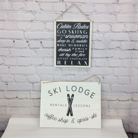 Rustic Cabin Rule & Ski Lodge/Coffee Shop Sign Cabincore Wood Home Decor - Picture 1 of 5